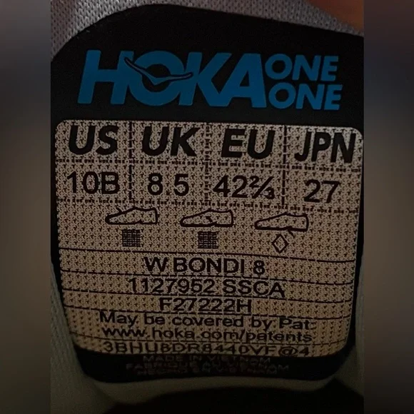 Hoka One One Bondi 8 REFLECTIVE Womens Sz 10 Running Shoes Sneakers Blue Yellow - Picture 11 of 12